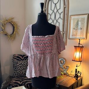 Striped Red and White Women's Top